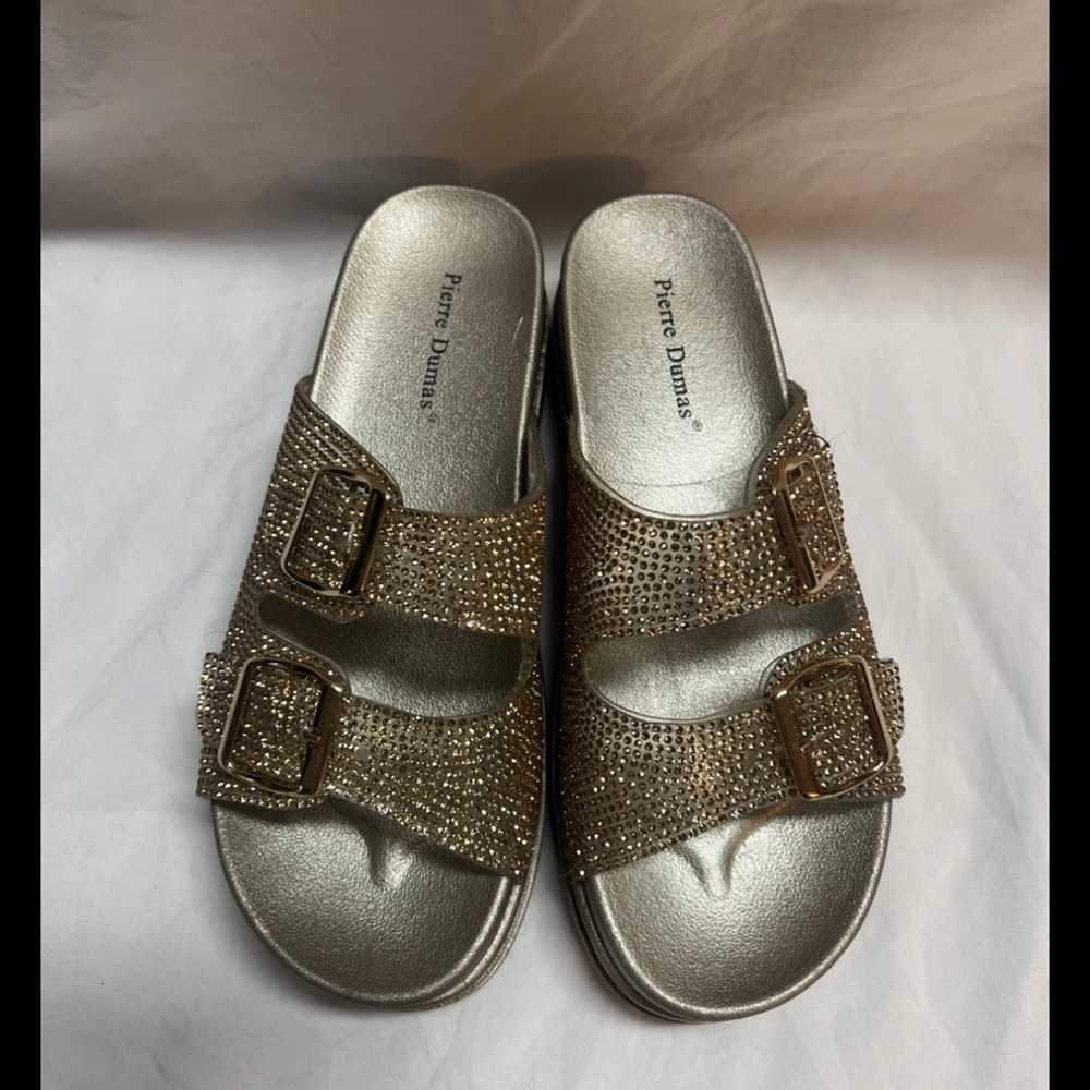 Pierre Dumas Metallic Slide Sandals